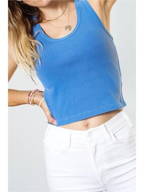 Perfectwhitetee Blonde Ribbed Tank Top - Lavender Blue